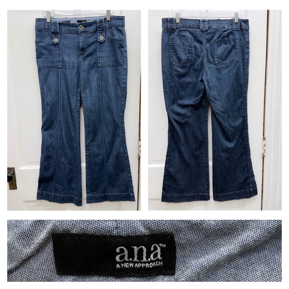 a.n.a Wide Leg Denim Jean Trousers Womens 12 Dark Wash